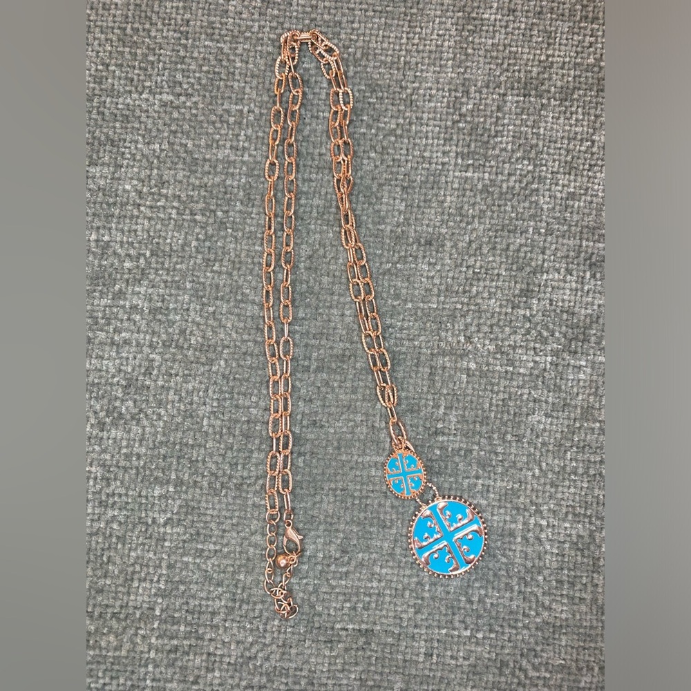 Elegant Blue and Gold Tory burch Necklace